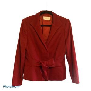 Valentino Cashmere Wool Red Tie Blazer Jacket